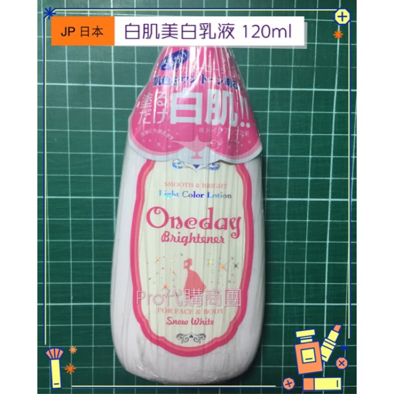 日貨出清特價 Oneday Brightener 超速效美白神器 白肌美白乳液 120ml 瞬間美白 身體乳液 潤膚乳液