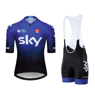 全新騎行套裝 SKY Team Bike 自行車襯衫凝膠襯墊背帶褲短褲騎行褲