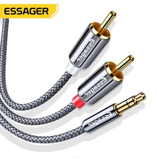 Essager RCA插孔3.5轉2RCA電纜3.5毫米插孔分配器Aux電纜用於PC電視放大器DVD揚聲器適配器