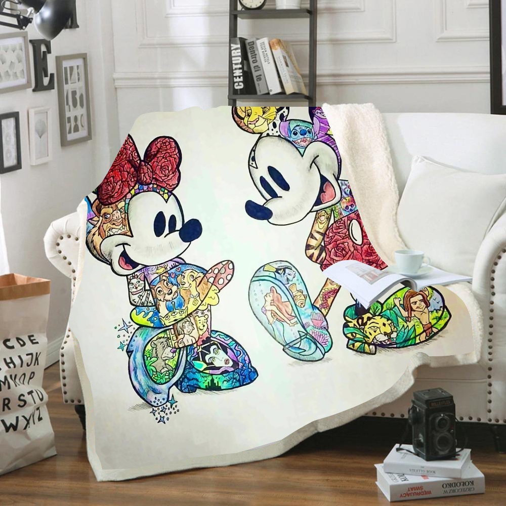 迪士尼米奇米妮毛毯卡通夏爾巴羊毛毯扔在床上/嬰兒床/沙發上 150x200CM