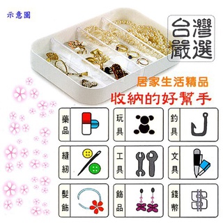 含稅廠家直營特價臺灣製造緊密扣9格戒指耳環項鍊雜物收納盒萬用盒(PS91)