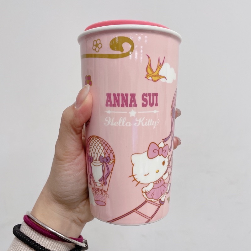 全新現貨 Anna Sui &amp; Hello Kitty 雙層陶瓷馬克杯 飛行款 711