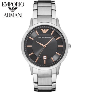 EMPORIO ARMANI (AR11179)《亞曼尼》43mm/大三針簡約日期窗款/銀灰【展示出清,無包裝盒】