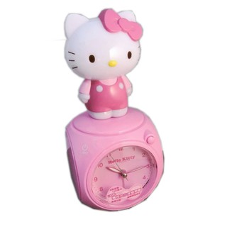 Hello Kitty 凱蒂貓粉紅色可愛造型觸控夜燈/LED彩色夜光音樂鬧鐘 型號：JM-F599KT