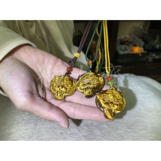 【御古齋】精選天然 黃金虎眼石 綁繩項鍊 招財貔貅 虎頭 平安扣 開運 招主財 逢凶化吉 避邪擋煞 0107 0820