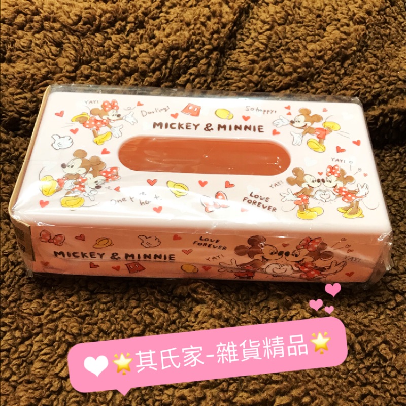 日本/ 米老鼠面紙盒「全新」米奇&amp;米妮（塑膠製）