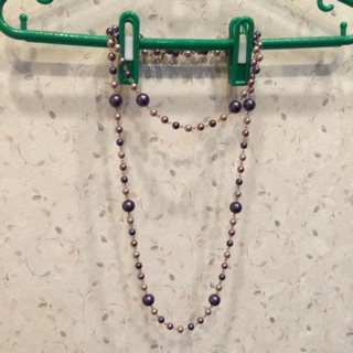 紫色珍珠長項鍊/氣質