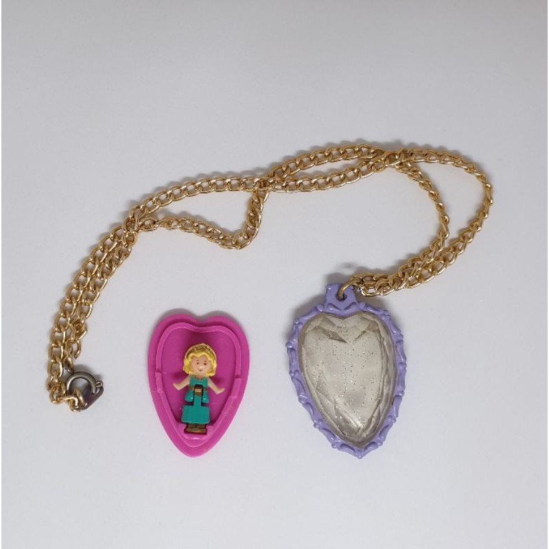 Polly Pocket 心型水晶項鍊 100%完整 芭莉口袋娃娃 口袋芭比