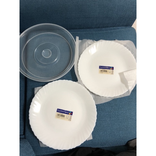 法國 樂美雅 Luminarc 微波餐盤 三件組 (2磁盤+附蓋子)～1組180
