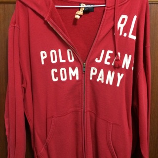 polo jeans company 正品 紅色經典款帶帽拉鍊棒球外套