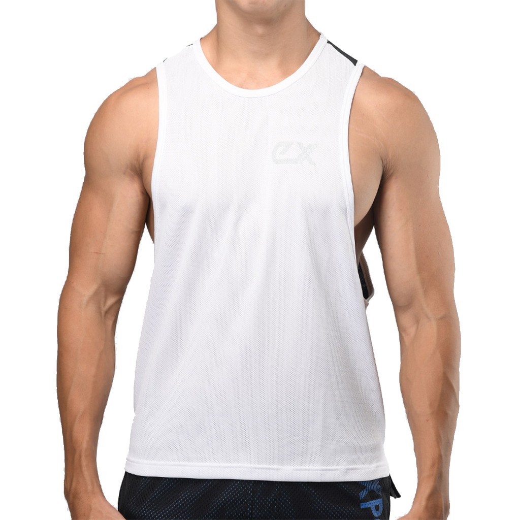 eXPONENT 肌肉工廠 男 雙色 吸濕排汗 挖背健身 背心 白色