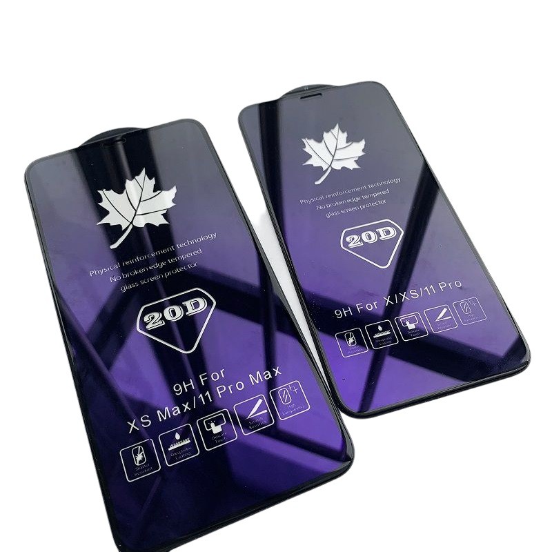 20D 紫光鋼化膜 適用於 iPhone 11 12 13 14 15 mini plus Pro Max 玻璃保護貼