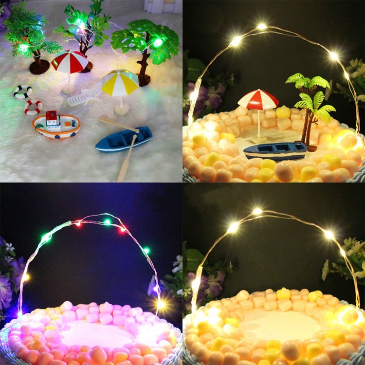 台灣現貨 生日蛋糕裝飾 彩色燈 裝飾燈 LED小燈 蛋糕裝飾小燈串 浪漫氛圍燈