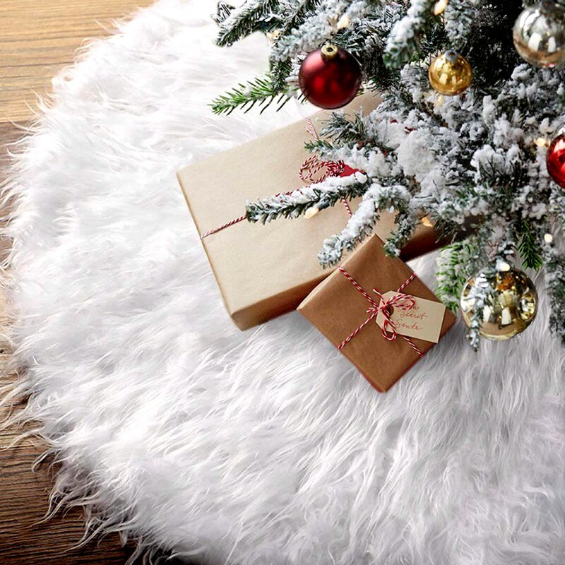 聖誕裝飾產品墊裝飾品聖誕樹聖誕樹底墊白色聖誕樹毛絨人造裙聖誕樹地毯圍裙裝飾