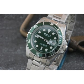 OMAX歐馬仕尚勞利仕名款綠水鬼submarine造型全不鏽鋼製石英錶～ 綠框綠面