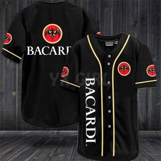 Bacardi 棒球球衣襯衫 3D 列印男士襯衫休閒襯衫嘻哈上衣
