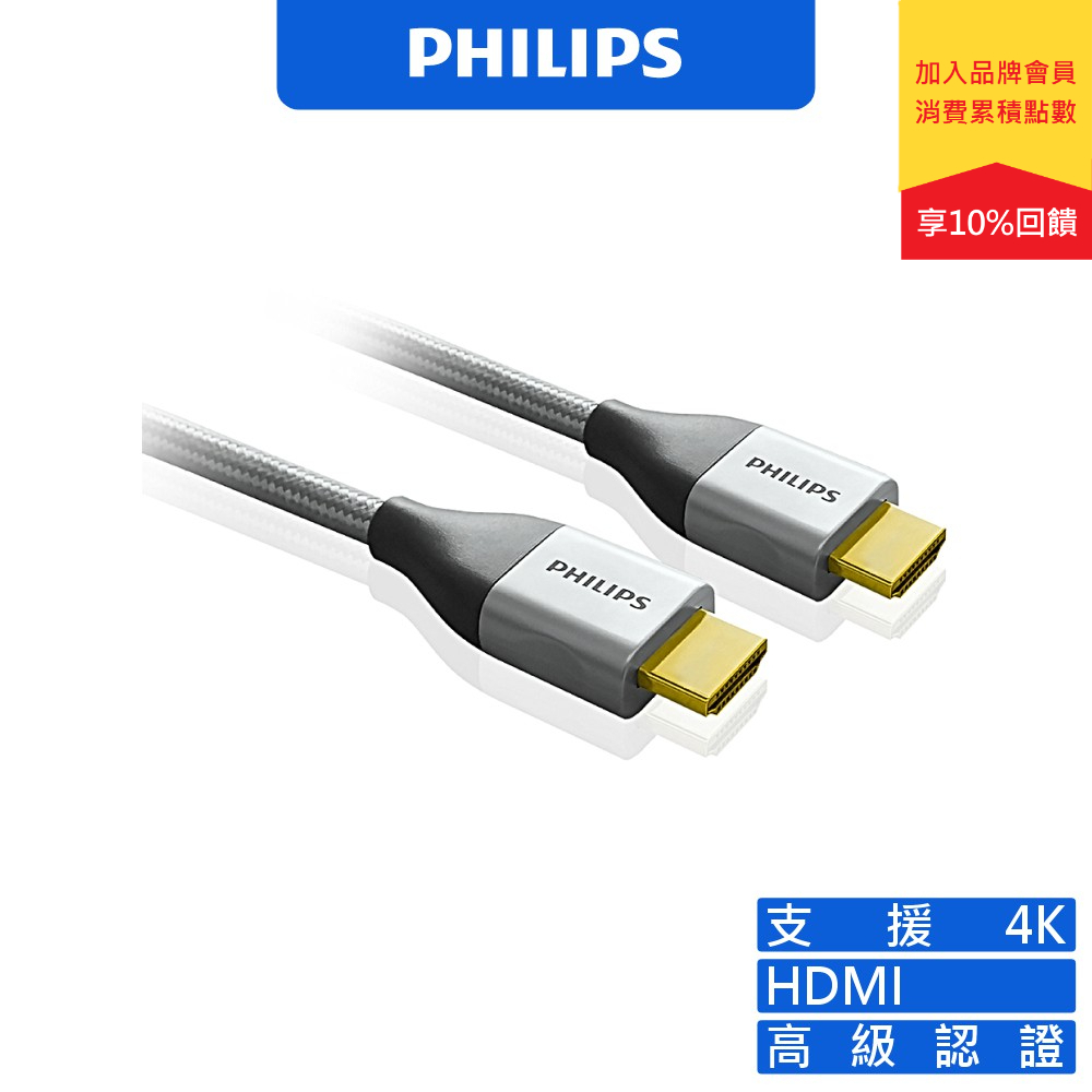 PHILIPS 飛利浦 SWV3452S/10 1.8m 旗艦級HDMI 乙太網路傳輸線 影音傳輸線 高速網路線 轉接線