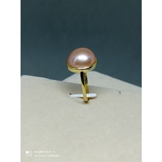 ［幸運星珠寶］12.2mm 天然淡水馬貝珍珠戒指