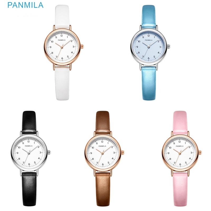 PANMLA 學生錶帶數字簡約氣質精緻小巧ins風皮帶女士手錶 P0436