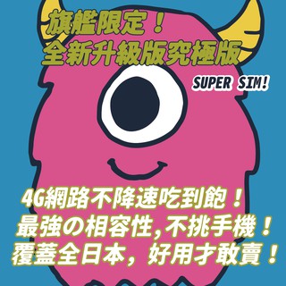 新升級究極版本日本4G無限吃到飽不降速網絡卡sim卡 softbank上網卡網路卡wifi卡漫遊卡 docomo JP01