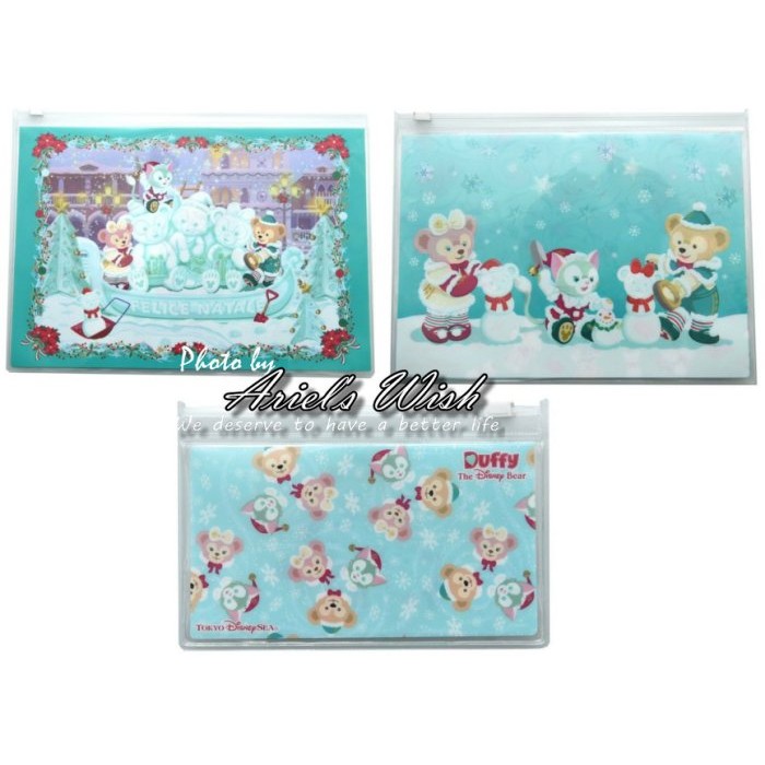 Ariel's Wish東京迪士尼Duffy達菲熊Shelliemay雪莉玫傑拉東尼聖誕節收納夾鏈袋三入組-最後絕版品