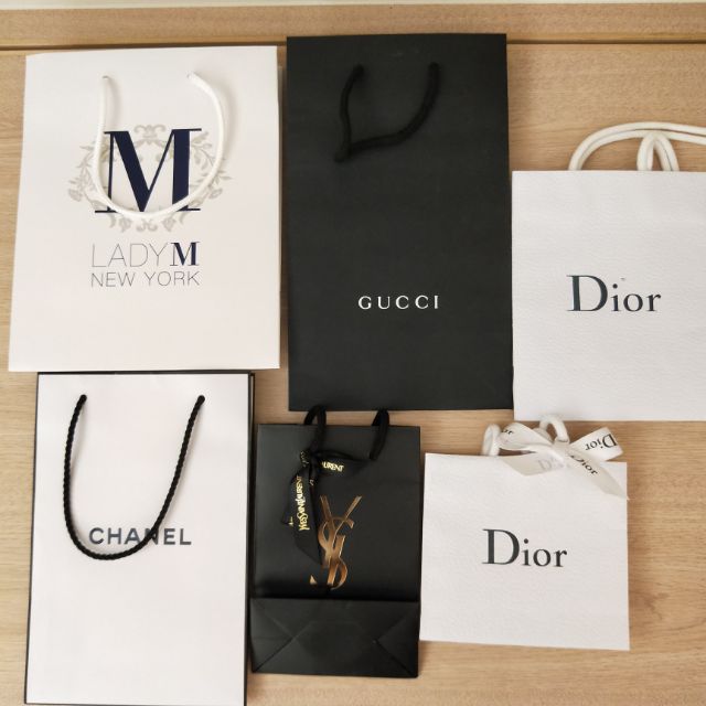 百貨專櫃 名牌紙袋 品牌紙袋 Gucci 古馳Chanel香奈兒Dior 廸奧ysl聖羅蘭 lady m 附緞帶