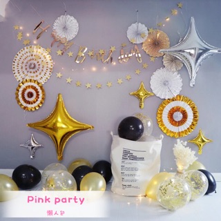 台灣賣場🔜出貨 Pink Party派對佈置&蛋糕裝飾［生日佈置］週歲生日 鋁製氣球 長輩祝壽 生日佈置 祝壽佈置
