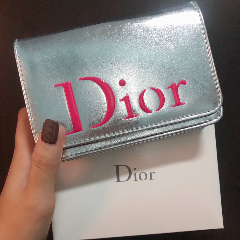 Dior銀色小零錢包