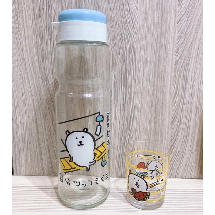 ［Comibe*］nagano ナガノのくま 自嘲熊－全新絕版品 玻璃杯組 對自己吐槽的白熊