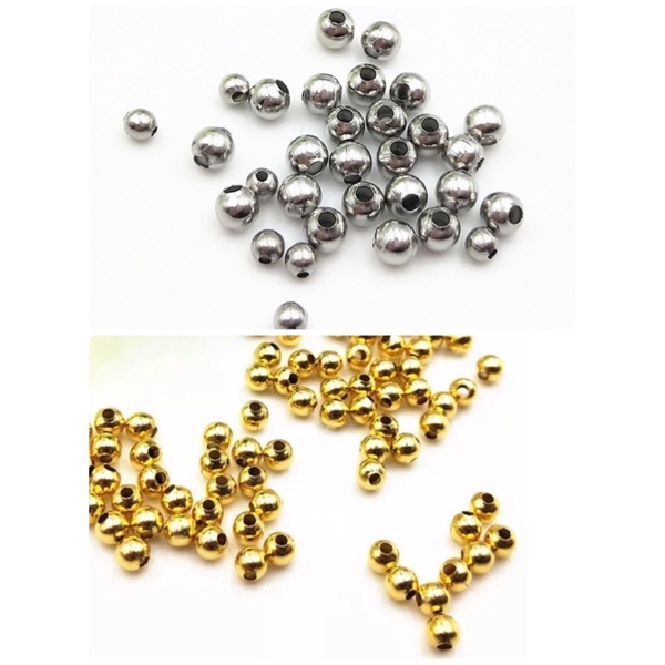 不鏽鋼珠 空心珠 （2個 ）外徑3mm /2mm 金色 不鏽鋼 飾品 配件 DIY手作材料