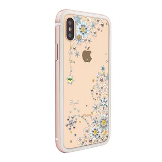 apbs iPhone Xs / iPhone X 5.8吋施華彩鑽鋁合金屬框手機殼-玫瑰金雪絨花