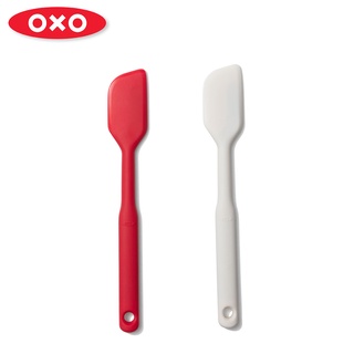 美國【OXO】全矽膠刮刀/抹刀-燕麥白/紅
