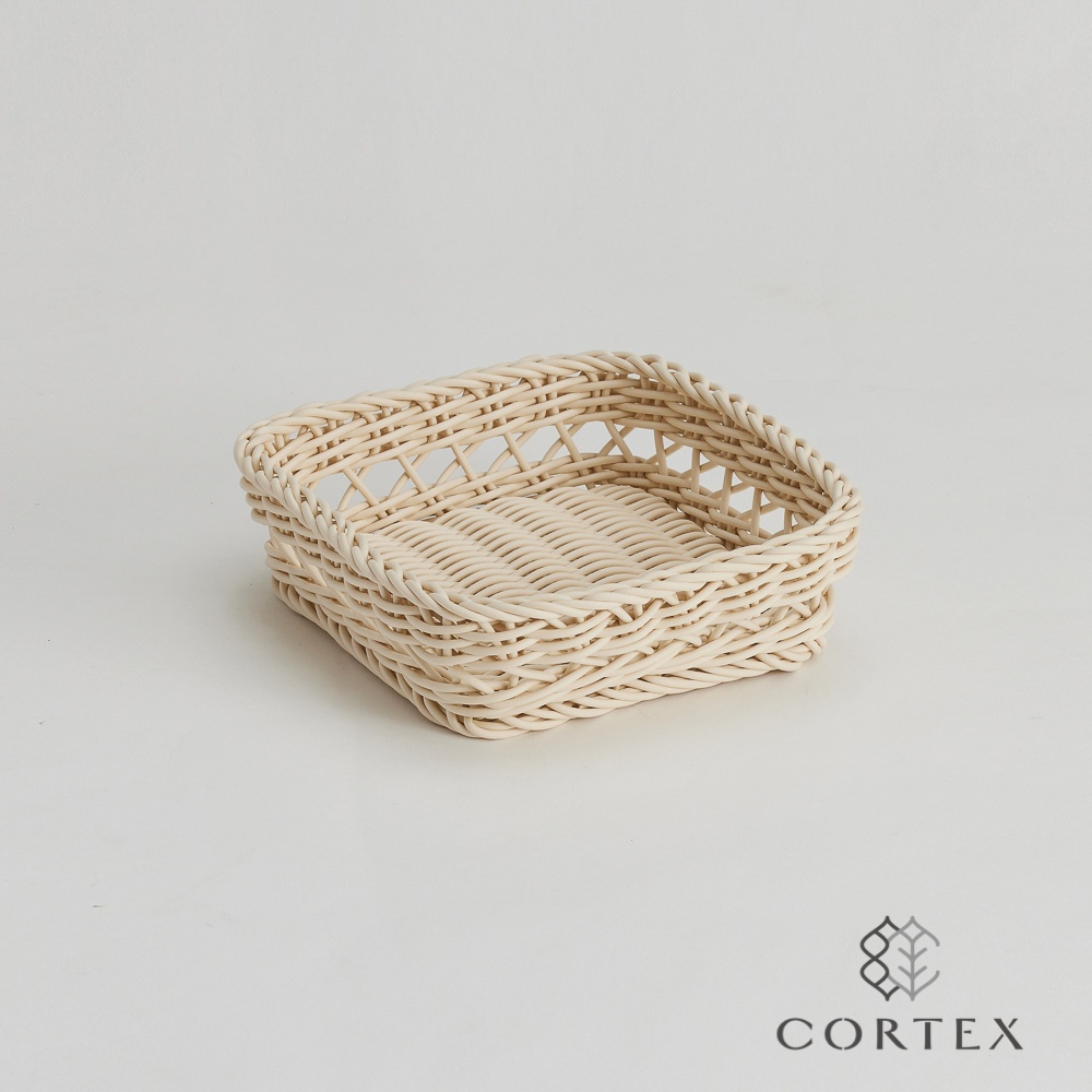 CORTEX 編織籃 仿藤籃 中空方型 W20 米白色