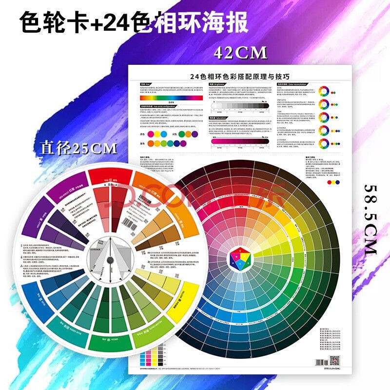 色輪卡24色相環海報套裝中文版色彩搭配調色配色知識油漆調色比例 蝦皮購物