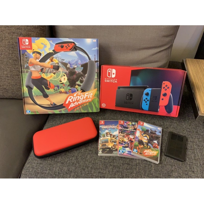 任天堂 Nintendo Switch 電量加強 新版 紅藍配色 附保護殼 另售馬力歐賽車 健身環大冒險 煮過頭2