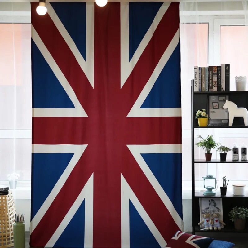 【台灣發貨】【ABS安伯家】復古英國國旗透光窗簾LOFT工業風英國旗 米字旗 門簾