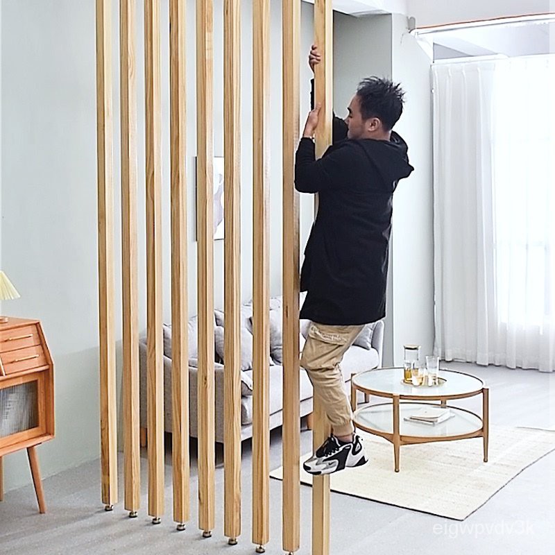 工廠直銷 北歐簡約免打孔木條隔斷格柵裝飾實木立柱屏風隔斷客廳入戶玄關 蝦皮購物