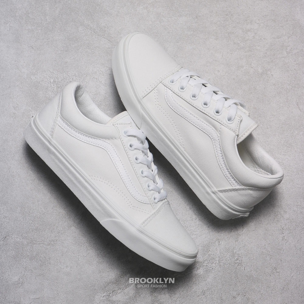 VANS 休閒鞋 OLD SKOOL 全白 帆布鞋 基本款 女 (布魯克林) VN000D3HW00