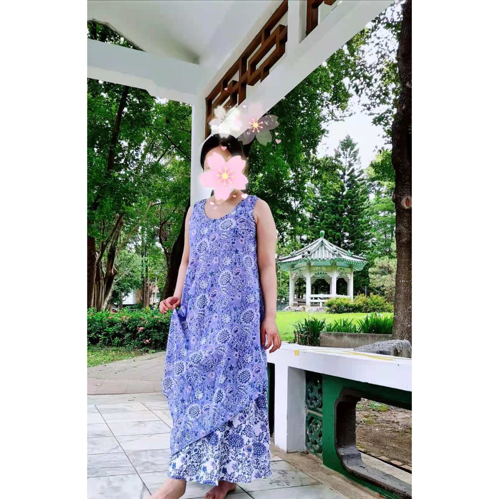 【Lakshmi 各國好物 印度】Anokhi 紫藤色 無袖 假兩件洋裝