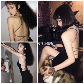 *P6熱賣Hot🔥性感爆表💥後背交叉綁繩皮筋吊帶包臀彈性連衣裙連身裙洋裝派對宴會夜店表演