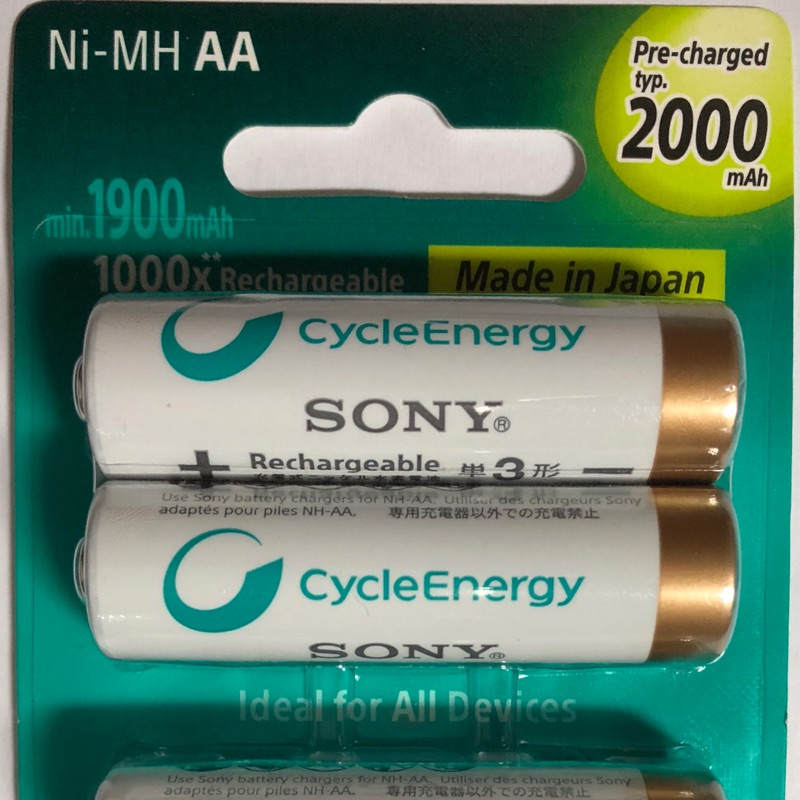 SONY Ni-MH-AA 3號 4個鎳氫低自放充電電池 原廠公司貨