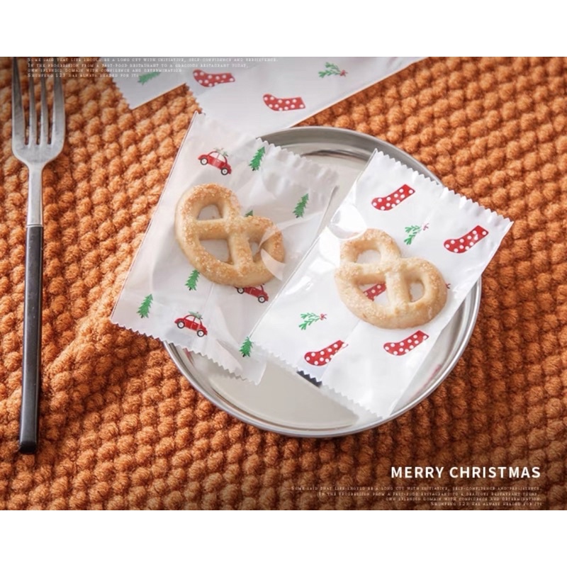 童趣聖誕節風格 餅乾包裝袋7*10 牛軋糖包裝袋/雪Q餅包裝袋