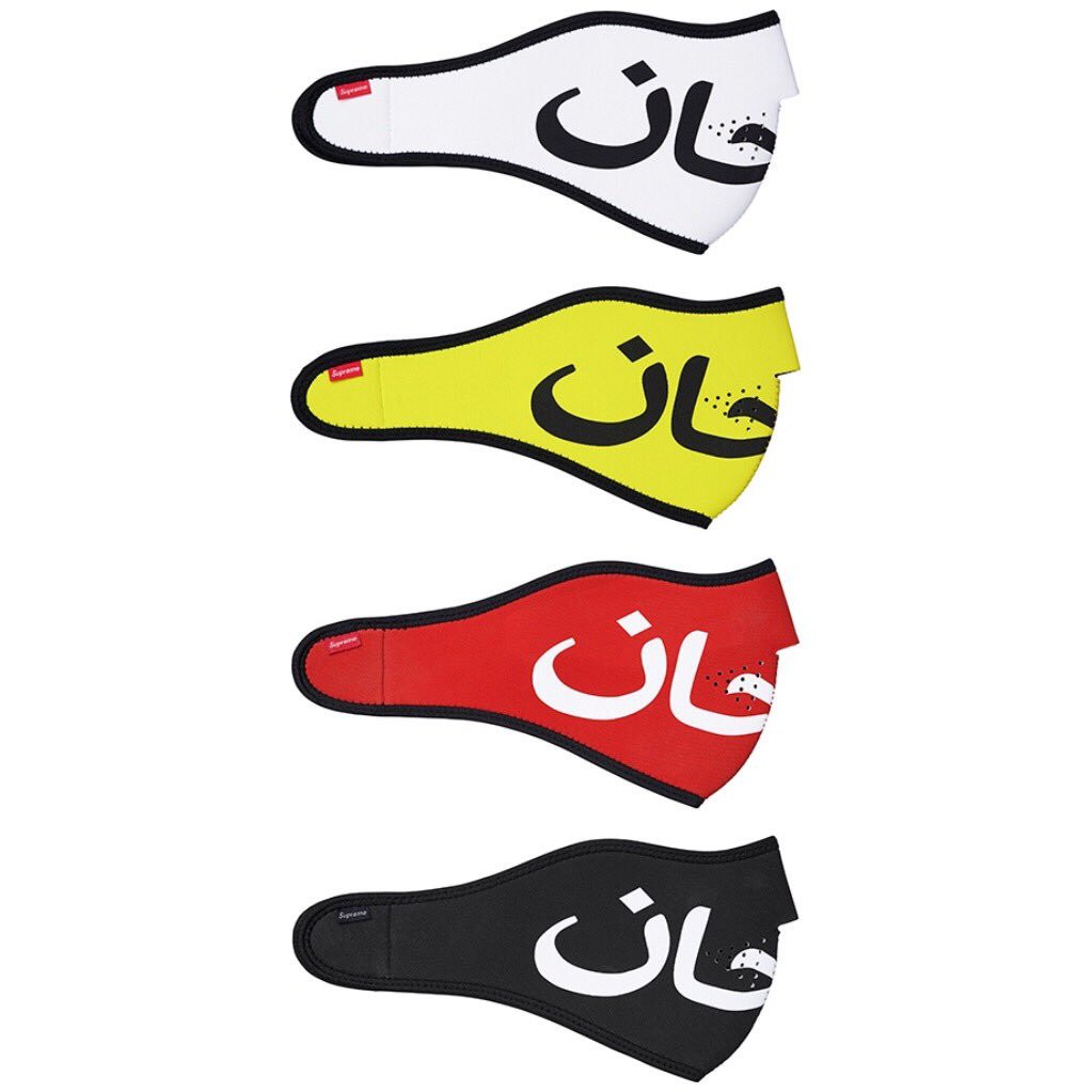 Supreme Arabic Logo Neoprene Face Mask 紅色 &amp; 白色 口罩