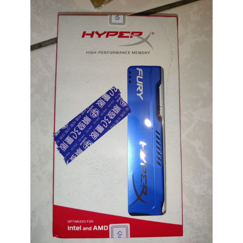 金士頓HyperX FURY 8GB (4X2) 1600MHz DDR3 CL10 HX316C10FK2/8藍色散熱