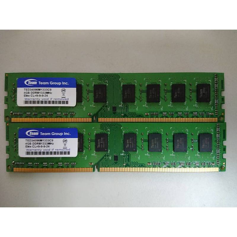 TEAM 十銓 DDR3 1333 4G 雙面顆粒終保品(一標兩條)