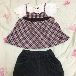 金安德森小童女粉經典格紋套裝