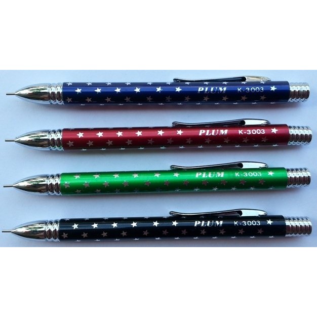PLUM~K-3003 自動鉛筆 (4支入)~不繡鋼材質，短小攜帶方便