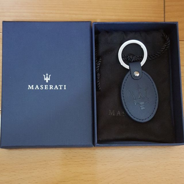 瑪莎拉蒂皮革經典Logo鑰匙圈