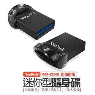 台灣公司貨【SanDisk 迷你型隨身碟】Ultra Fit USB 3.1 256G 隨身碟 USB 儲存裝置