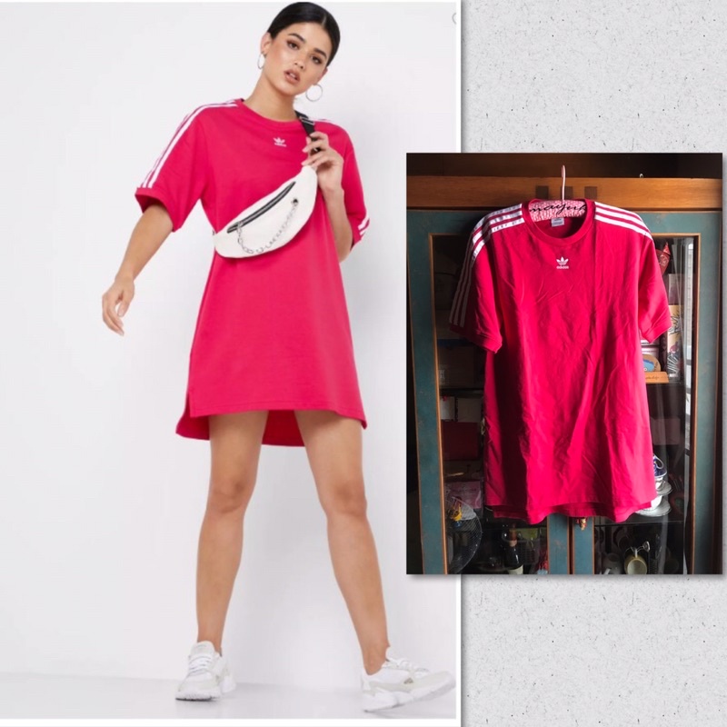 全新32 ADIDAS ORIGINALS TEE DRESS 紅色 短袖 長版T恤 連身裙 洋裝 女款 ED5863